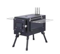 Estufa De Leña Tienda de campaña plegable cúbica for picnic, sauna, campamento, chimenea individual, estufa de leña portátil, horno de casete(Black)