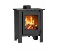 NEMAXX® H8 Estufa de Leña Ventilada Tipo Chimenea Negra 7,6 kW para 50-90 m² - Ventilador de Aire Caliente Tangencial 2 Niveles - Aire Primario y Secundario - Clase Energética A 76% - Ø 150 mm