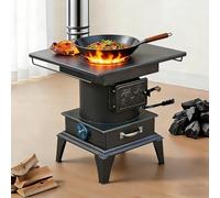 Estufa De LeñA Y CarbóN, Estufa Multiusos De Hierro Fundido para CalefaccióN Y Cocina, con Varilla Y Tolva De Cenizas para CabañA, Garaje Y Exterior