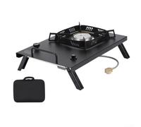 Estufa de mesa para mesa IGT, estufa de gas plegable portátil con bolsa de almacenamiento, acero inoxidable y aluminio fundido, utensilios de cocina para acampar al aire libre, negro