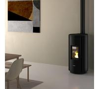 FreePoint Estufa de pellets Chrome 7 Airtight (2,5 kW - 7,7 kW, Volumen de calefacción: 55 m³ - 168 m³, Negro, Color del revestimiento: Negro)