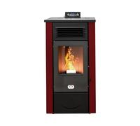 ESTUFA DE PELLET ITALIA Canada 12 KW 5 Estrellas WiFi | Estufa de Pellet Ventilada con ertificada 91% Calienta 120m² Autonomía 15H Programable Control WiFi 5 Potencias Garantizada 24M Rojo