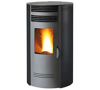 Estufa de pellets BIO GQ80-8 kW redonda - Brasero de hierro fundido (negro)