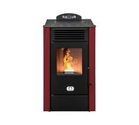 Estufa de pellets ventilada Alaska, 10 kw, 80 m² de superficie calefactable (rojo)