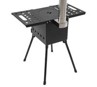 Estufa de tienda de campaña con tubo, chimenea plegable de camping para exteriores, portátil, rango de altura ajustable, 36-56 cm, para pesca, camping, caza y pícnics, color negro