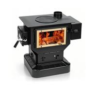 Estufa Gasificadora Leña Cocina de Leña Horno Cocina Ventana Visualización | Alta ombustión Secundaria, Multicombustible, Cajón Cenizas, Anillos Fundición, Juego Herramientas