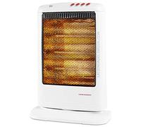 Estufa halógena. Tres potencias de calor: 400, 800 y 1.200 W. Emisión instantánea de calor. Sistema oscilante. Deflector protegido de alta brillantez.