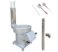 Estufa Leña Interior, Estufa de Leña Camping, Calentador de Leña, con Entrada de Aire, Proceso de Soldadura y Anillo de Horno Ajustable, para Cocinar y Calentar