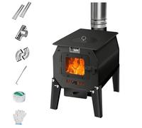 Estufa Leña Interior, Estufa de Leña Multicombustible de Acero Al Manganeso, Puerto de Recarga de Leña Visual, Plegable y Portátil, para Barbacoa, Camping y Calefacción(30 * 40 * 50cm/12 * 16 * 20in)