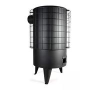 Estufa leña redonda chapa nº4 68cmx36ø negra s-horiz 120ø 7 kw