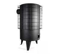 Estufa leña redonda chapa nº4 68cmx36ø negra s-horiz 120ø 7 kw