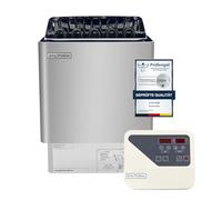 Estufa para sauna Thermolux de 4,5 kW con control táctil, sin piedras de sauna, calentador de sauna eléctrico finlandés Gunmetal, dispositivo de calentamiento de sauna eléctrico, juego de sauna