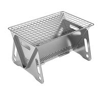 Estufa plegable de leña con soporte para ollas, parrilla portátil de acero inoxidable, para senderismo, picnic, tubo de madera de acero inoxidable para tienda de campaña, humidificador/ventilador