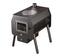 Estufa portátil de leña para interiores, fabricada en acero al manganeso con ventana de observación. Mini estufa de leña para interiores con horno, ideal para calentar y cocinar (C).