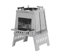 Estufa portátil, Estufa de camping portátil Construcción de acero inoxidable Diseño plegable Estufa de leña portátil Gran entrada de leña Adecuada para acampar y pescar