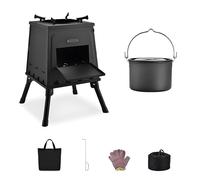 Estufa portátil, estufa de leña portátil para acampar, calentamiento rápido con patas plegables y olla para cocinar.