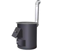 Estufas de Leña Redondas con Cajón para la Extracción de Polvo Estufa Camping Ideal para Cocinar y Calentar a Diario(30 * 36cm)