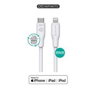 eSTUFF Cable USB-C a Lightning INFINITE GRS, 3 m Blanco - Libre de PVC, con plástico reciclado, certificación MFI, ultra flexible y durable