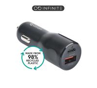 eSTUFF Cargador de Coche Doble Puertos INFINITE USB-C PD 20W + USB-A 18W 38W Carga Rápida Compatible QC3.0