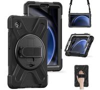 eSTUFF Funda Defender Protectora para Samsung Galaxy Tab A9 - Carcasa Tres Capas, Certificación Militar MIL-STD-810H, Patilla Giratoria 360°, Sin Protector de Pantalla, Negra