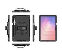 eSTUFF Funda para Galaxy Tab S10FE+ Ohio Defender con correa de mano, W129249323 (funda Defender con correa de mano y correa para el hombro, color negro)