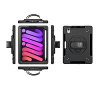 eSTUFF Funda para iPad mini 7/Mini 6 Ohio Defender con correa de mano, W129249308 (funda Defender con correa de mano y correa para el hombro, color negro)