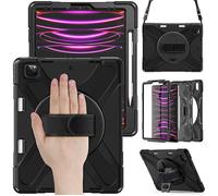 eSTUFF Funda protectora integral con pantalla integrada para iPad Air 13 2026/2025/2024, a prueba de golpes MIL-STD-810H, correa y soporte