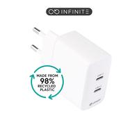 eSTUFF INFINITE Cargador USB-C 35W PD QC3.0 PPS con Enchufe UE - Blanco - 98% Plástico Reciclado