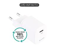 eSTUFF Infinite USB-C Charger EU PD 20W. 1 x USB-C. White, W127225410 (20W. 1 x USB-C. White. Recycled Plastic)