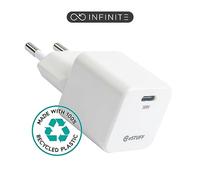 eSTUFF Infinite USB-C Charger EU PD 30W GAN. 1 x USB-C. White, MY1W2ZM/A (30W GAN. 1 x USB-C. White. Recycled Plastic)