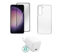 eSTUFF Kit para Samsung Galaxy S25 Cargador, Cubierta, Vidrio, Marrón, W129018790 (Cargador, Cubierta, Vidrio, Caja Marrón)