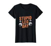 Estúpido Día De La Pierna Divertido Gimnasio Fitness Lev Camiseta gráfica económica, Mujer, Negro, M