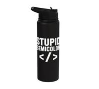 Estúpido Punto y coma Divertido Programador Codificador Software Stainless Steel Insulated Water Bottle