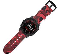 ESTUYOYA - Correa de Silicona Compatible con Garmin Fenix 8-41mm/7S/7S Solar/6S/6S Pro/5S/5S Plus/S2 Delta S Pulsera 20mm Colores de Camuflaje Ejercito Militar - Rojo