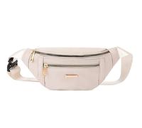 Estwell Riñonera Mujer Hombre Moda Riñoneras de Deportiva Marcha Impermeable Bolso de Cintura con 3 Bolsillos Ajustable Multifuncional Riñonera para Viaje Senderismo Running, Beige