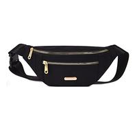 Estwell Riñonera Mujer Hombre Moda Riñoneras de Deportiva Marcha Impermeable Bolso de Cintura con 3 Bolsillos Ajustable Multifuncional Riñonera para Viaje Senderismo Running, Negro