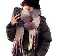 ESUKAR Bufanda para mujer, cálida y elegante, de mohair, arcoíris, invierno, a cuadros, cachemira, chal, bufandas a cuadros, cuellos cálidos, con borlas largas, bufanda gruesa de invierno, 06.,