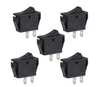 ESUMIC ON-Off 2 Posición SPST 2 Pin Snap in Rocker Interruptor 16A / 250V 20A / 125V AC Negro Paquete de 5