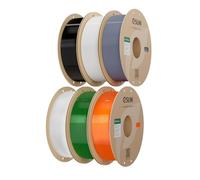 eSUN 6KG PETG Filamento 1.75mm, 1KG por Carrete, 6 Carretes para 3D Impresora,Negro+Blanco+Gris+Transparente+Naranja transparente+Verde transparente