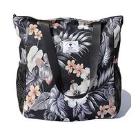 ESVAN Bolsa de Hombro Grande Resistente al Agua para Gimnasio, Playa, Viajes, Uso Diario (Black&Gray Leaf)
