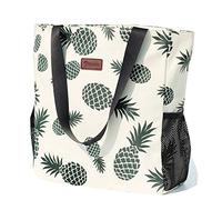 ESVAN Bolsa de Hombro Grande Resistente al Agua para Gimnasio, Playa, Viajes, Uso Diario (White Pineapple)