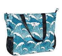 ESVAN - Bolsa de playa grande para mujer, resistente al agua, ligera, de 51 cm, tote bag para gimnasio, playa, viajes, piscina, yoga, enfermera, Ola, XL, Moda