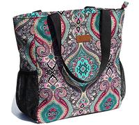 ESVAN - Bolso de hombro grande tipo tote resistente al agua, original, para gimnasio, playa, viajes, bolsas diarias mejoradas, estampado floral, L, Moda