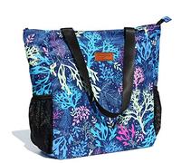 ESVAN - Bolso de hombro grande tipo tote resistente al agua, original, para gimnasio, playa, viajes, bolsas diarias mejoradas, estampado floral, L, Moda
