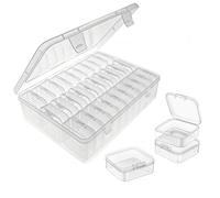 ESYFOR Caja de Almacenamiento de Plástico (5,5 x 5,5 x 2 cm), 30 Pcs Contenedor de Cuentas Pequeñas Transparentes Organizadores de Perlas para Semillas/Manualidades/Minerales