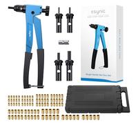 eSynic 10" Pistola Remachadora de Tuerca, Kit de Remachador Manual de Servicio Pesado con 100pcs Tuercas Remachadoras M3 M4 M5 M6 y Estuche de Transporte Resistente