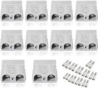 eSynic 10PCS Conector de Enchufe para Anderson 50A 600V 6-12AWG Conector de Batería para Aplicaciones Profesionales de AC/DC con 20 Terminales Para Coche, Barco, Remolque, Grúa
