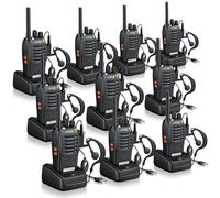 eSynic 10PCS Walkie Talkies de Larga Distancia con Auriculares Walkie-Talkie Profesional 16 Canales 1500mAh con Cargador USB Soporta VOX para Sobrevivir en el Campo Ciclisimo