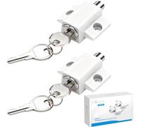eSynic 2 Piezas Cerraduras de Ventanas/Puertas Seguridad para Niño, Cerradura de Seguridad con Perno de Ventana 2 vías de Instalación para Familia Restrictor de Ventana para Niño Patio-Blanco