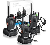 eSynic 3PCS Walkie Talkies de Larga Distancia con Auriculares Walkie-Talkie Profesional 16 Canales 1500mAh con Cargador USB Soporta VOX para Sobrevivir en el Campo Ciclisimo